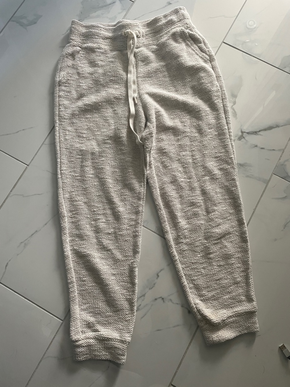 aerie OFFLINE Cream Knit Lounge Joggers Woven Material